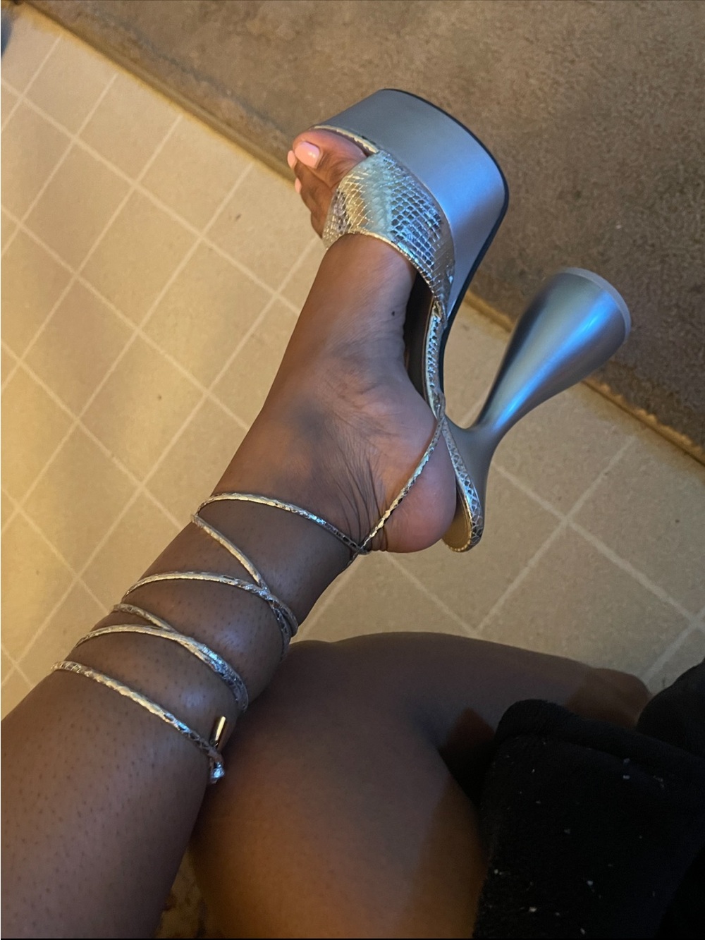 EGO Silver Metallic Platform Lace-Up Sandals - Picture 3 of 6